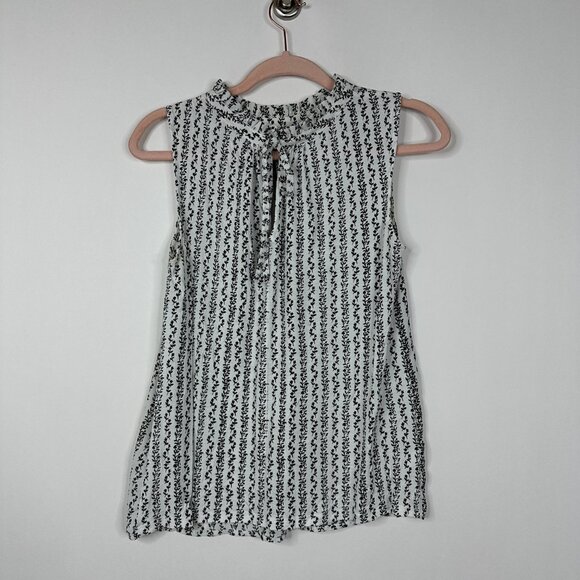 2/$30 LOFT Floral Print Sleeveless Ruffle Shell Tie Back Keyhole #A0504 TRB3 - Picture 4 of 7